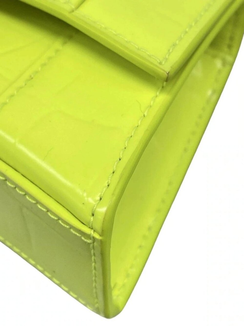 BALENCIAGA Hour Glass 637372 Yellow Green Leather Handbag - Picture 6 of 15